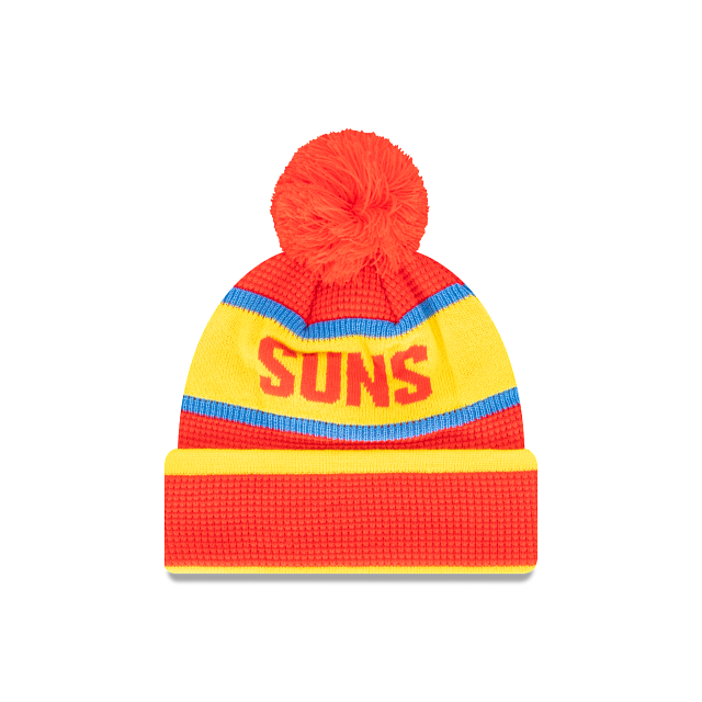 Gold Coast Suns Beanie - AFL Waffle Wordmark Pom Knit - New Era